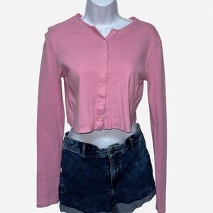 Brandy Melville Cropped Pink Cardigan